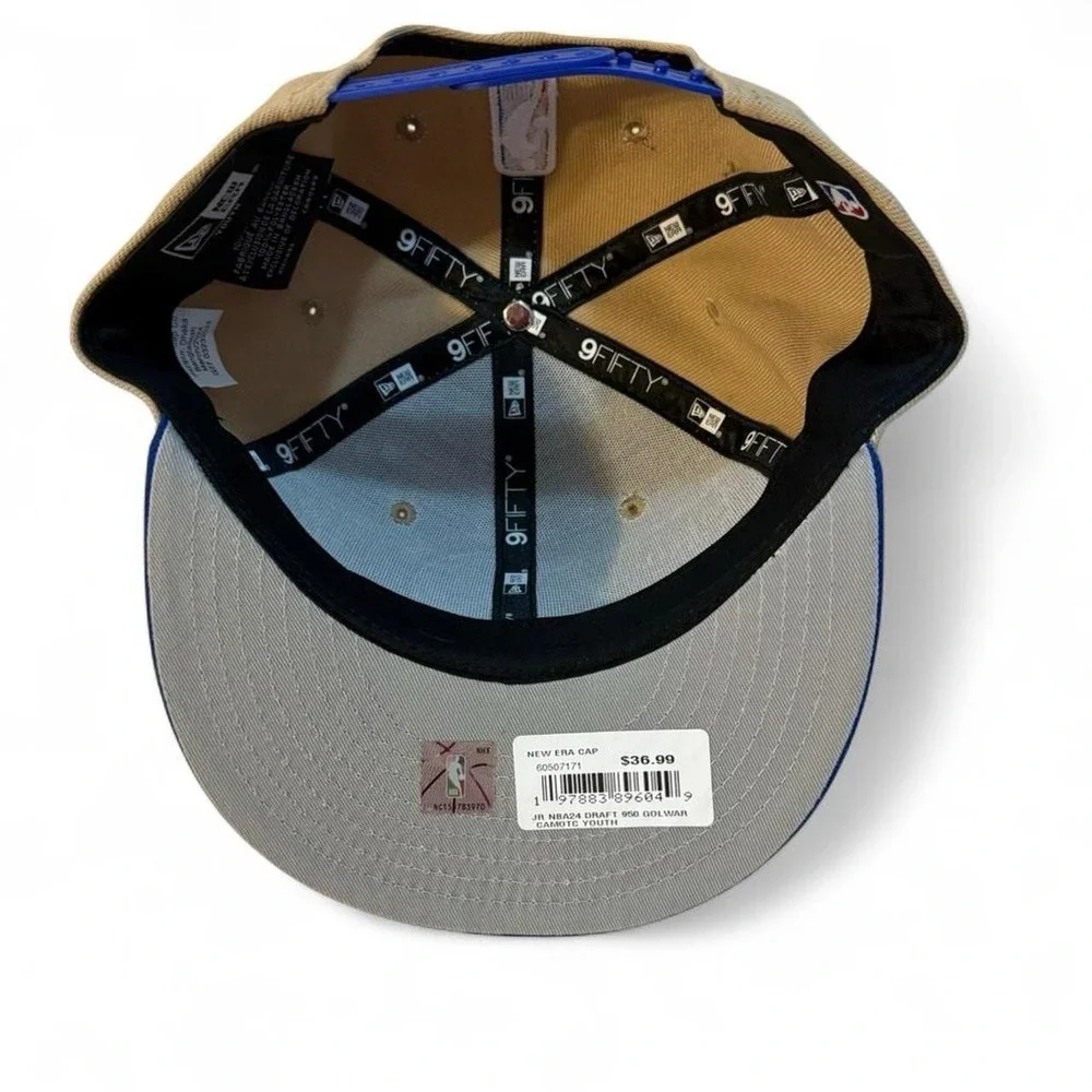 Golden State Warriors Youth New Era Tan/Royal 2024 NBA Draft 9FIFTY Snapback Hat